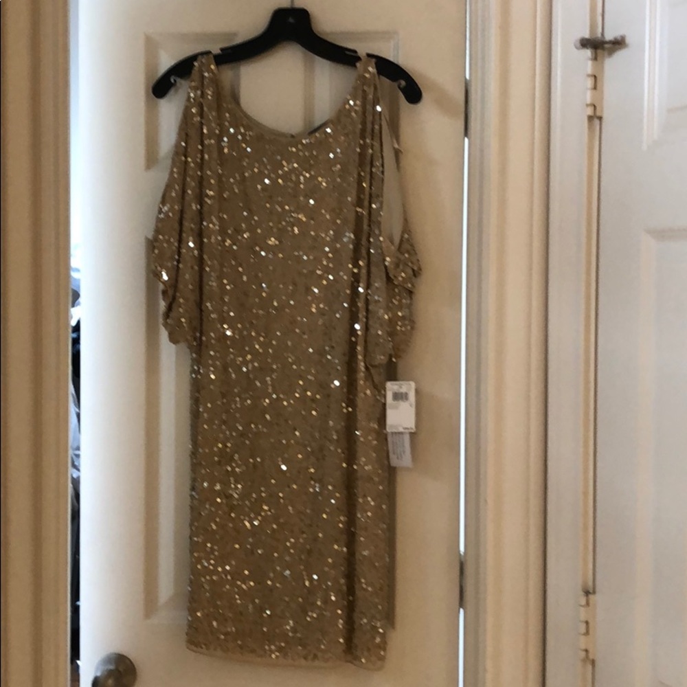 Aidan Mattox sequin t-Shirt Split Sleeve Dress
